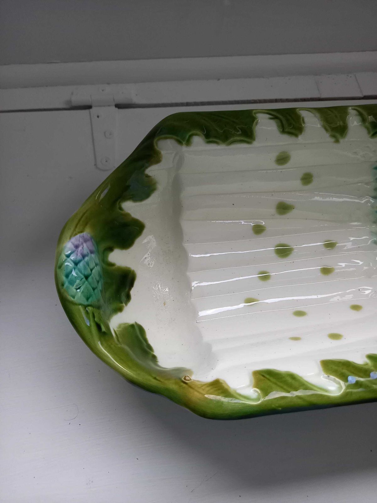 Antique French Asparagus Serving Dish Faience Majollica photo buy