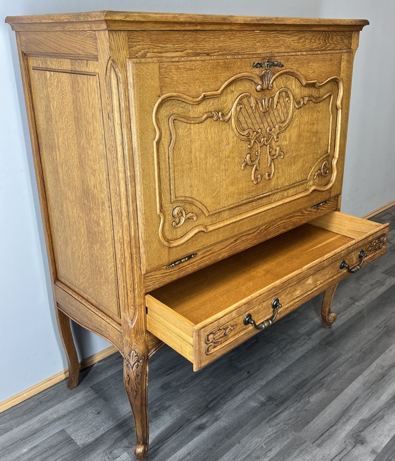 Cabinet Vintage French Louis XVI Style Oak Cupboard With Drawer & Key Lot 4347 photo for sale