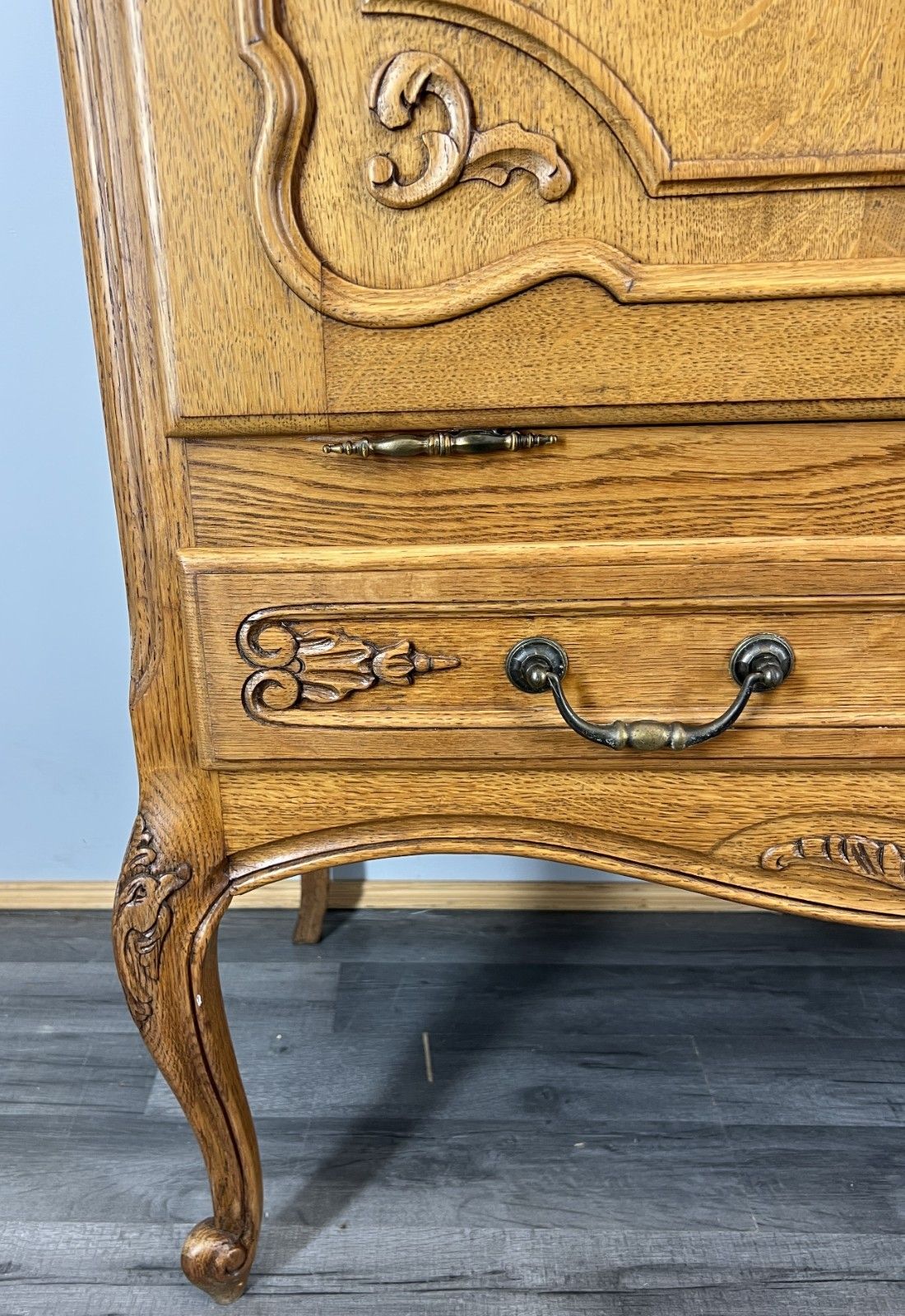 Cabinet Vintage French Louis XVI Style Oak Cupboard With Drawer & Key Lot 4347 photo vinterior