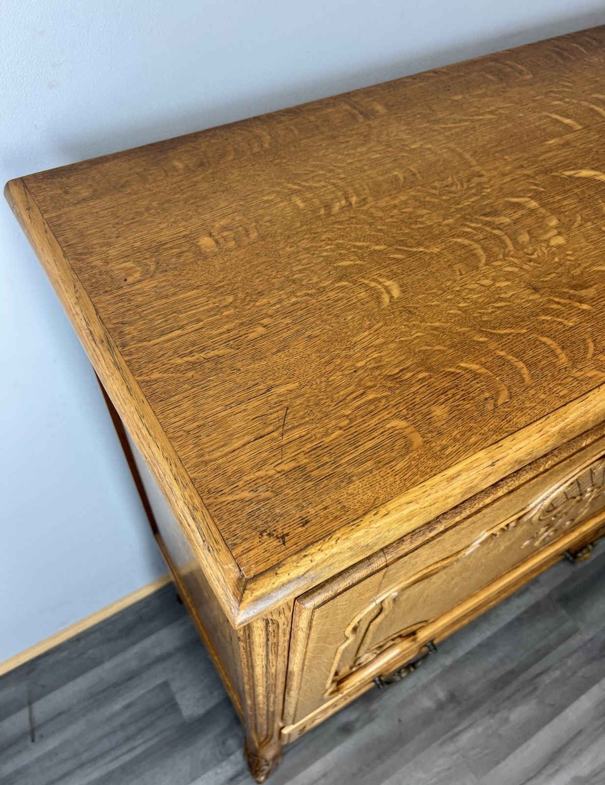 photo for sale Cabinet Vintage French Louis XVI Style Oak Cupboard With Drawer & Key Lot 4347