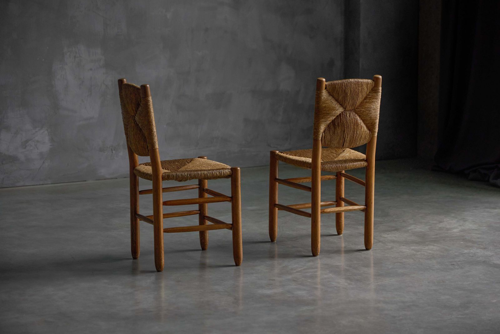 "Bauche" Dining Chairs By Charlotte Perriand For Steph Simon, France, 1950s photo vinterior