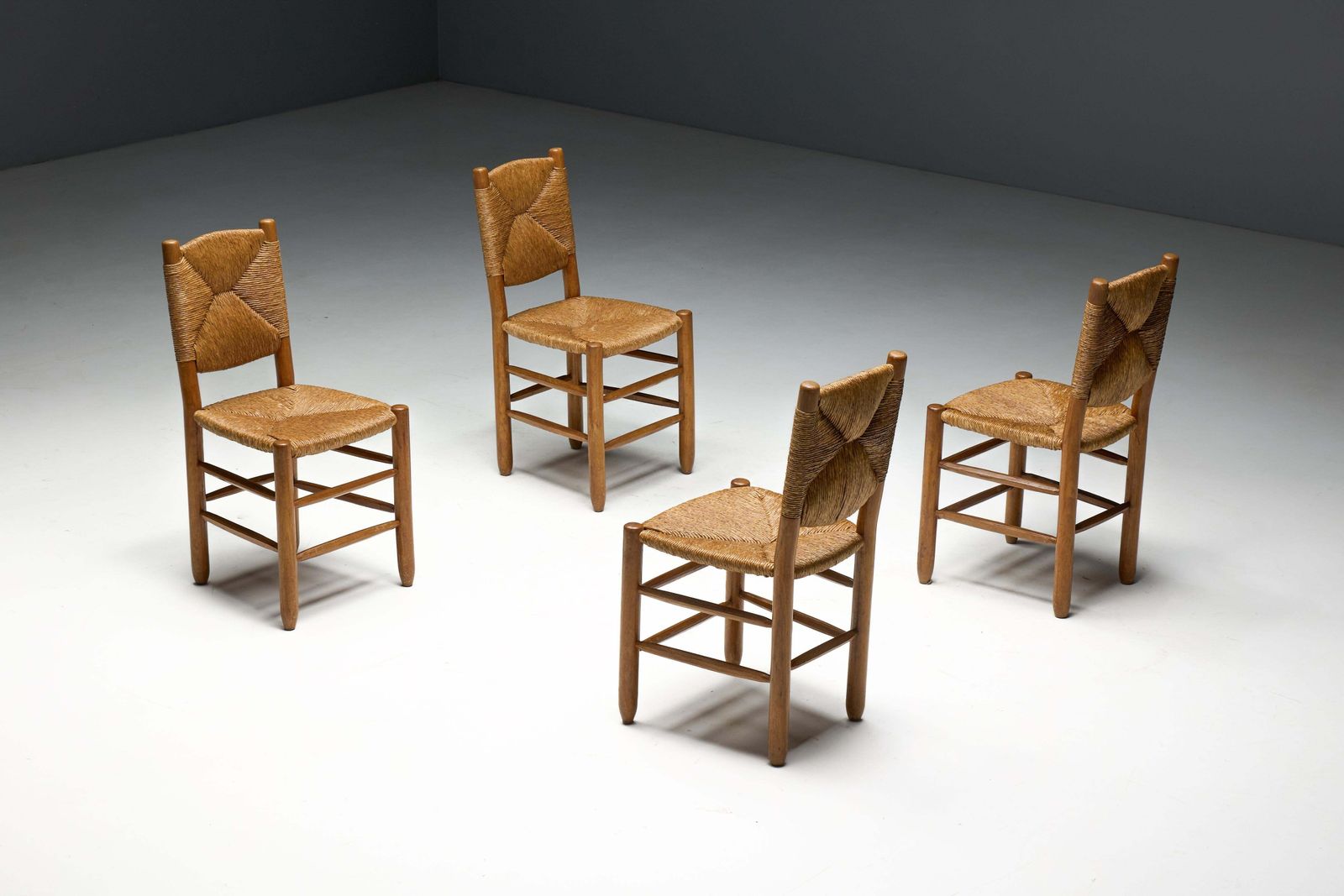 photo vinterior "Bauche" Dining Chairs By Charlotte Perriand For Steph Simon, France, 1950s