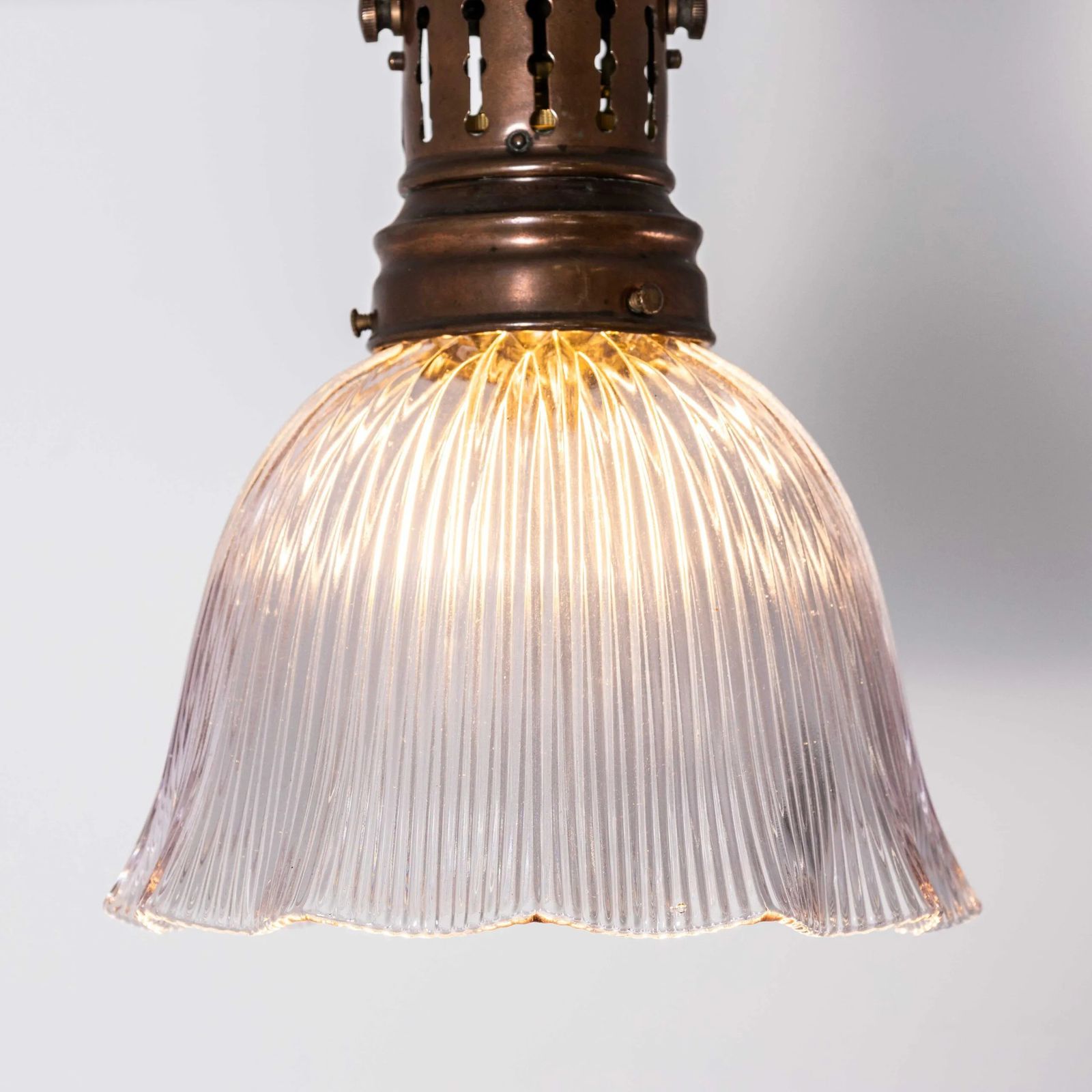 19th Century Original Single Copper Holophane Pendant Lamp photo buy