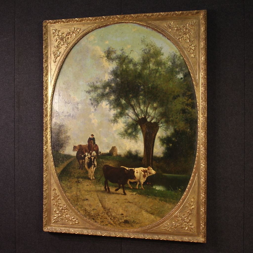 Antique Italian Landscape Painting Signed And Dated 1881 photo Art