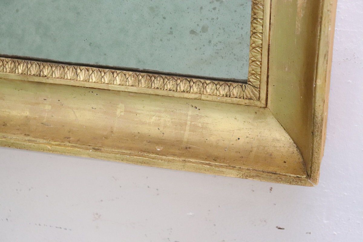Antique Wall Mirror In Gilt Wood, 1800s photo vintage