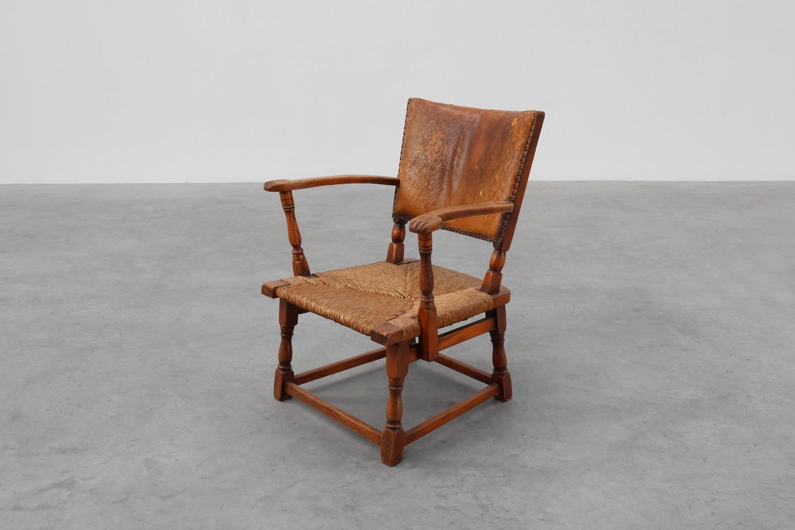Leather And Oak Armchair By Theo Ruth For Artifort, The Netherlands, 1940s photo vintage