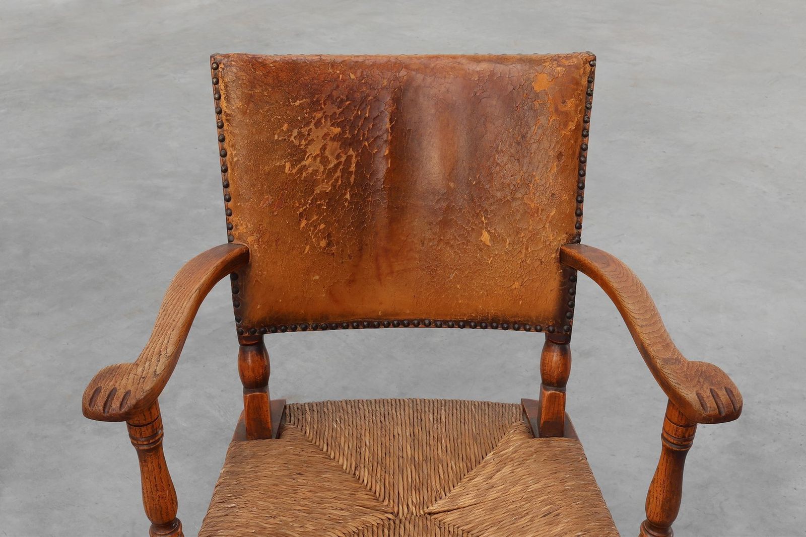 photo vintage Leather And Oak Armchair By Theo Ruth For Artifort, The Netherlands, 1940s