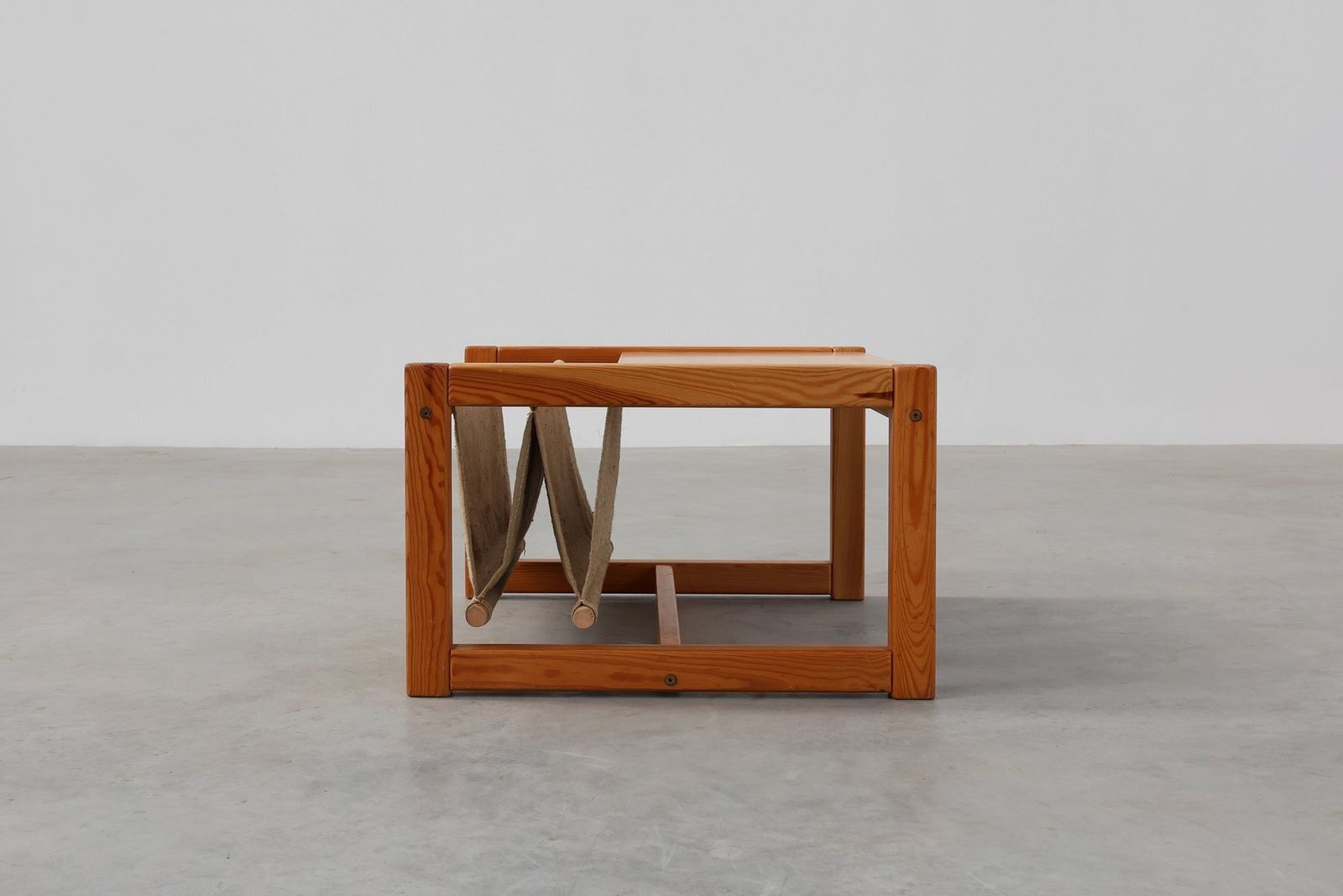 Pine And Linen Safari Series Coffee Table With Magazine Rack By Karin Möbring For Ikea, Sweden, 1970s photo vinterior
