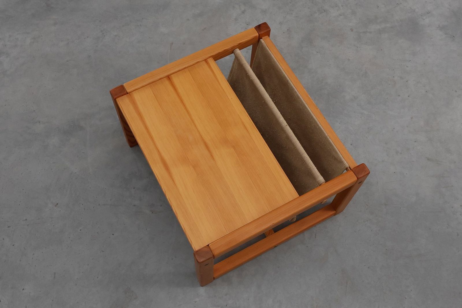 photo furniture Pine And Linen Safari Series Coffee Table With Magazine Rack By Karin Möbring For Ikea, Sweden, 1970s