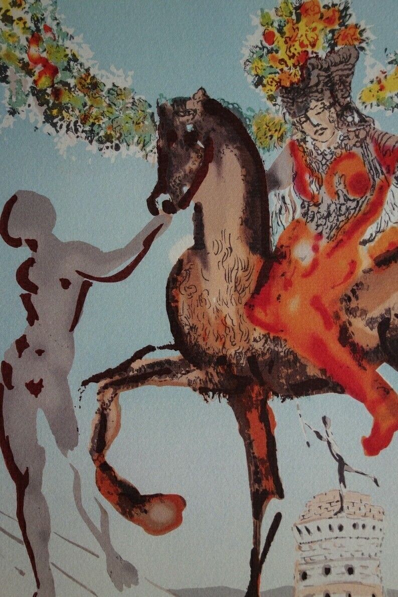 Fine Surrealist Limited Edition Print, Horse Rider, Salvador Dali, Signed & Numbered In Pencil photo vinterior