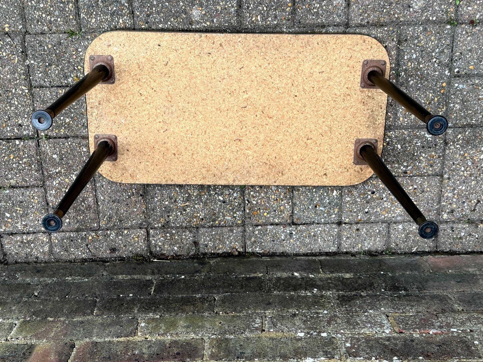 115.0 Vintage 1950s Formica & Metal Side Table – Mid Century Atomic Style Retro Coffee Or Side Table, Retro Occasional Table, Atomic Legs photo