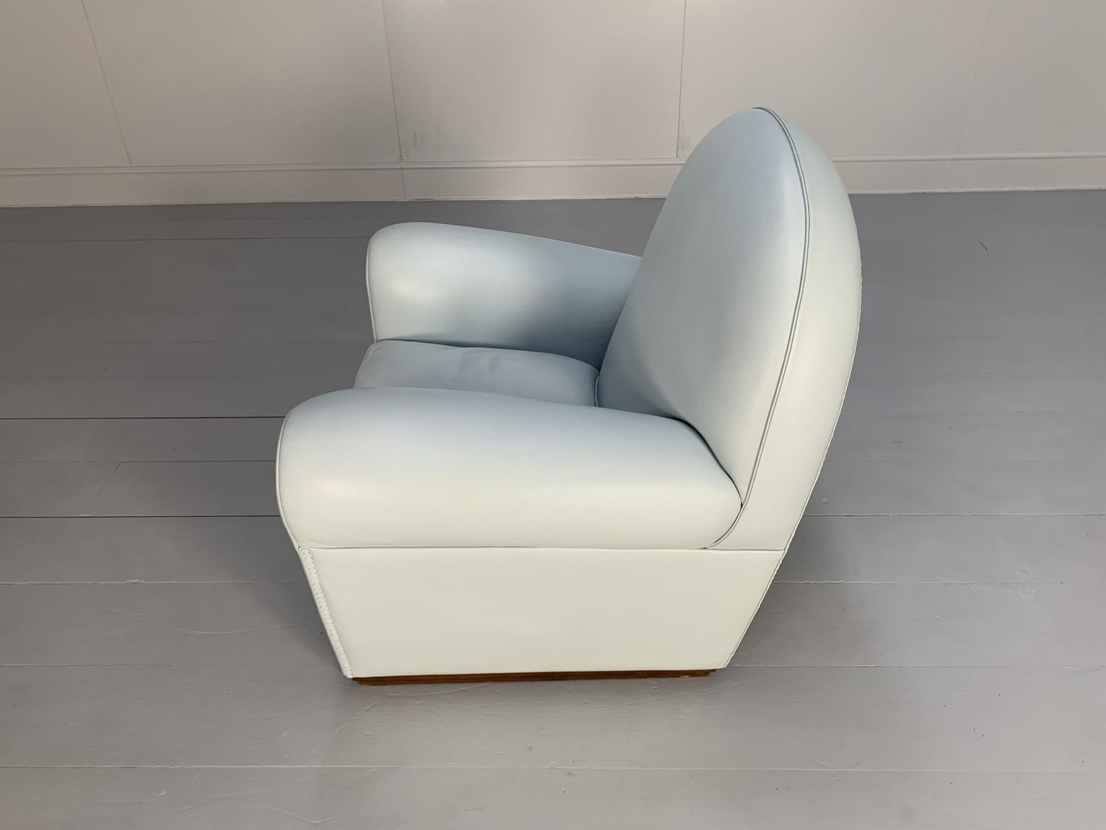 photo for sale Pair Of Poltrona Frau “Vanity Fair” Armchairs – In Pelle Frau Pale Blue Leather