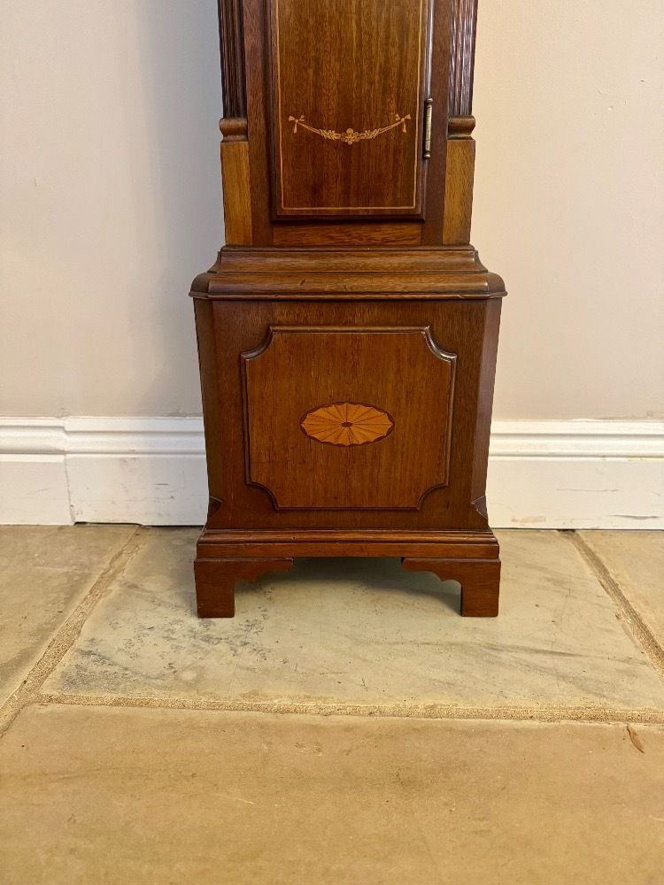 Fantastic Quality Edwardian Mahogany Inlaid Chiming Grandmother Clock photo 3575.0