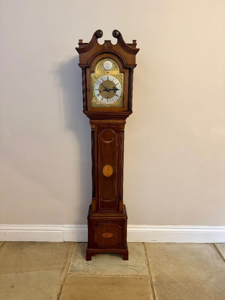 Fantastic Quality Edwardian Mahogany Inlaid Chiming Grandmother Clock photo buy