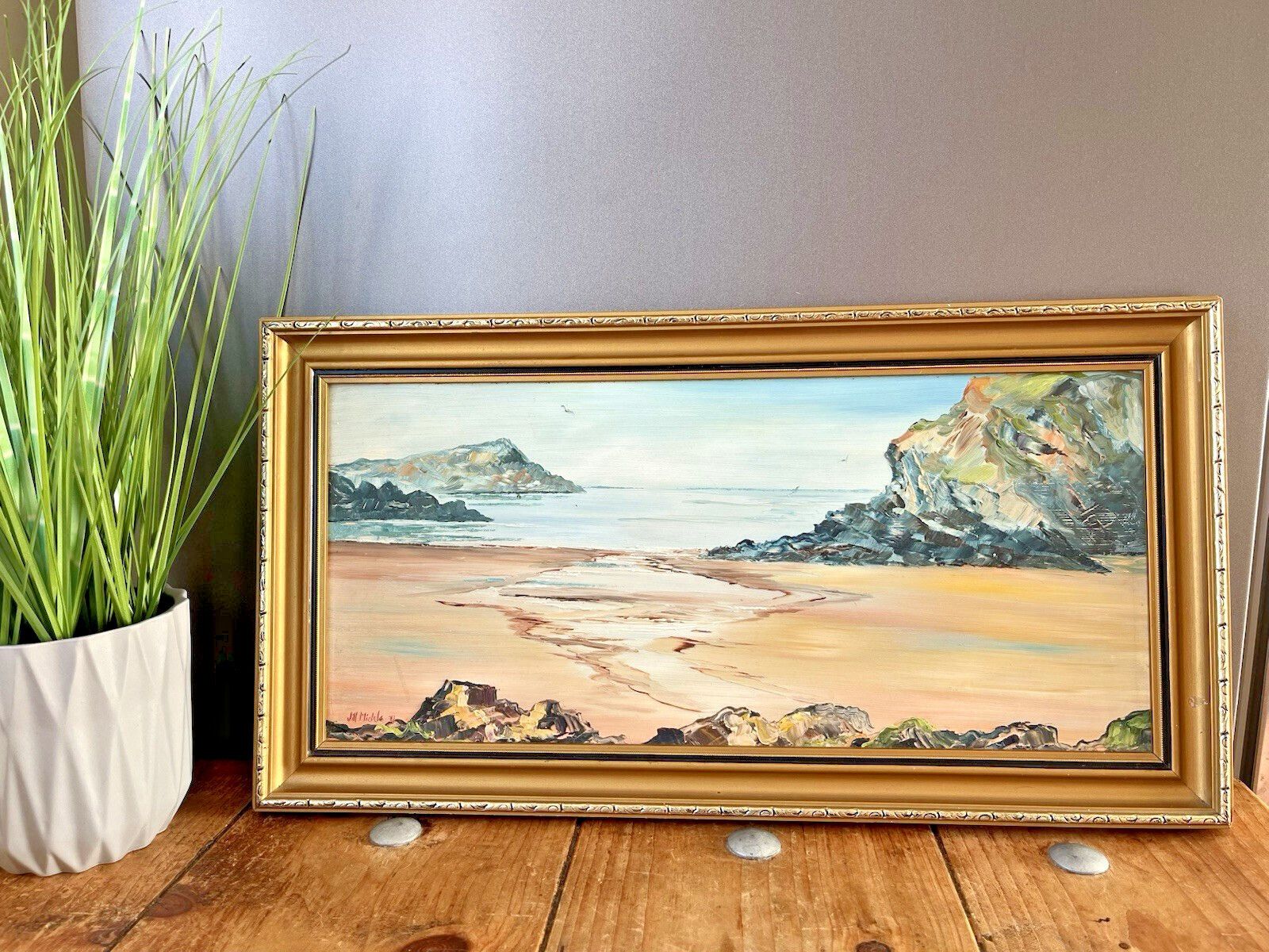 photo furniture Original Jill Mickle Framed Oil Painting Traeth Bach Cemaes Bay Anglesey Coast