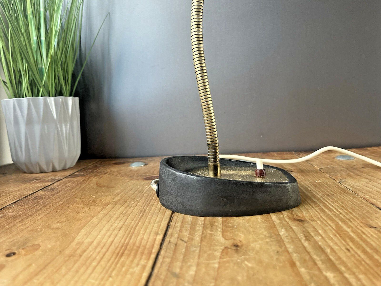 photo vinterior Mid Century Industrial Pifco Adjustable Gooseneck Desk Lamp Black Shade Light