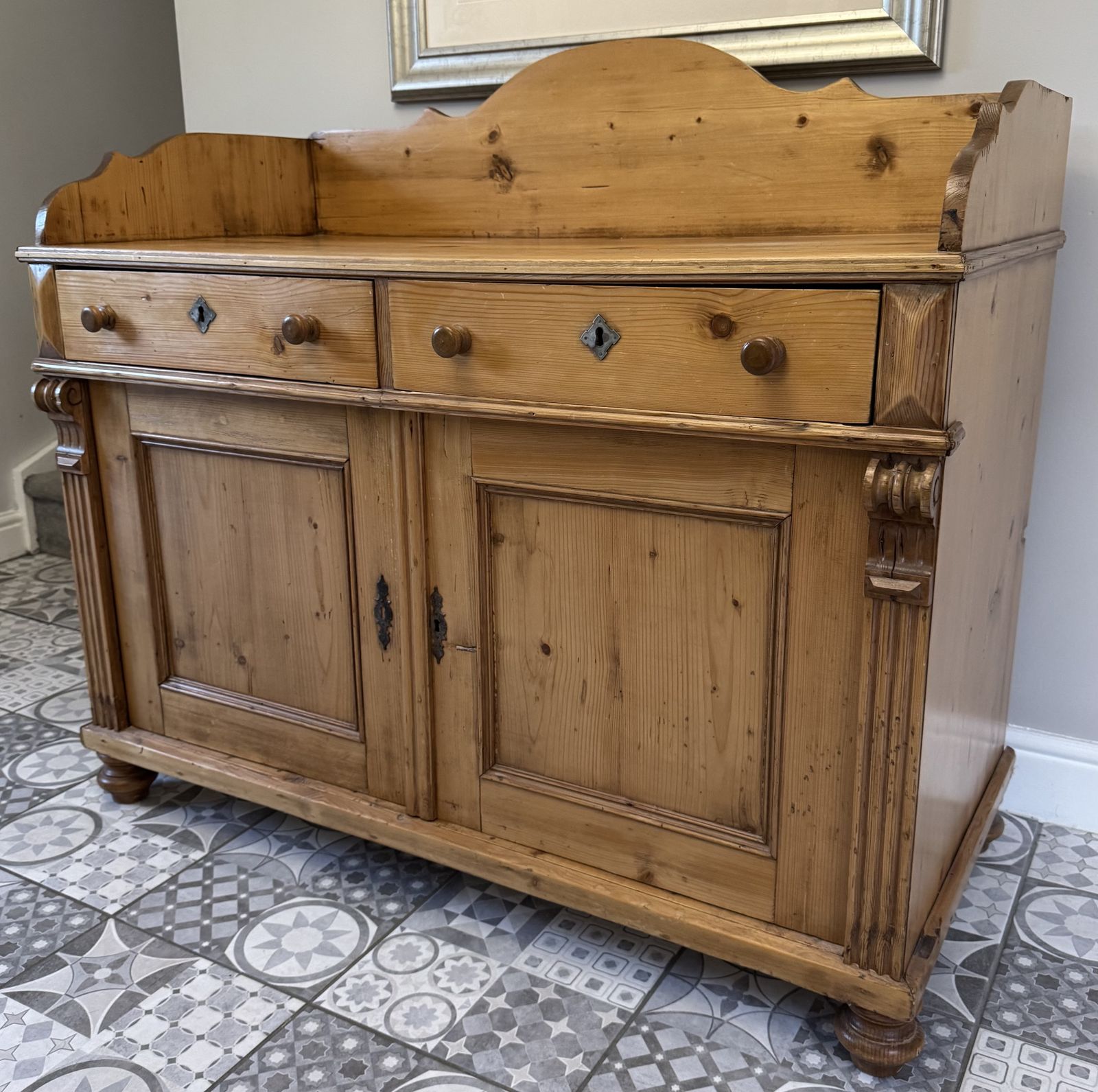 Large Antique Pine Sideboard, 1910s