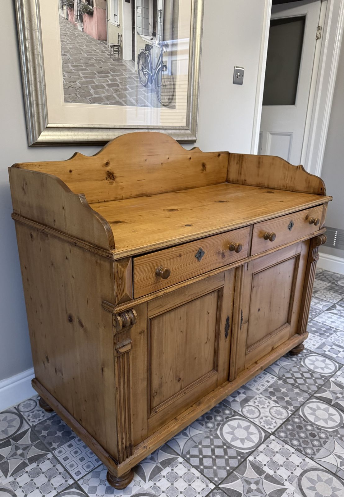 photo for sale Large Antique Pine Sideboard, 1910s