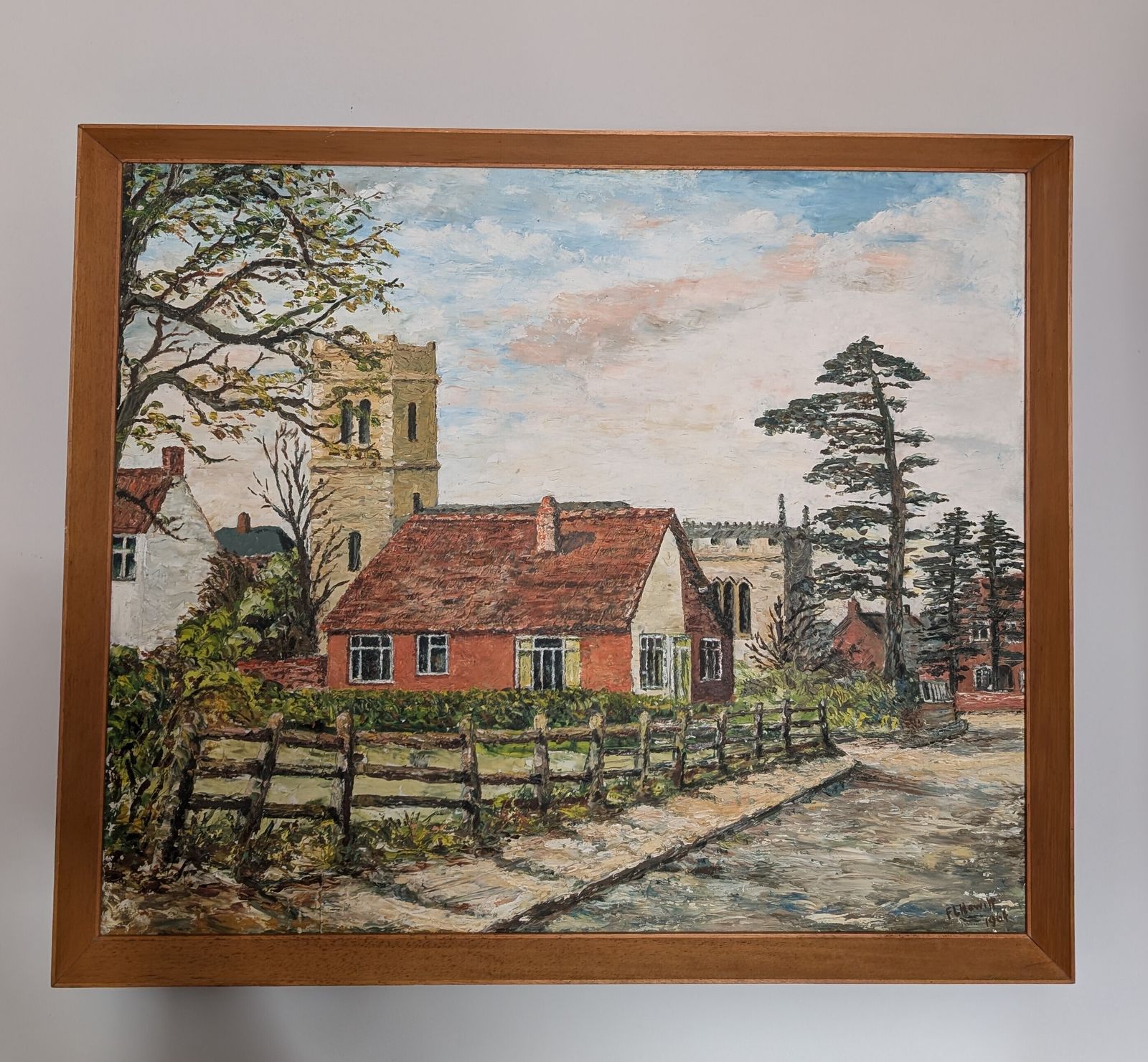 Vintage Mid Century Oil Painting Framed F L Hewitt 1964