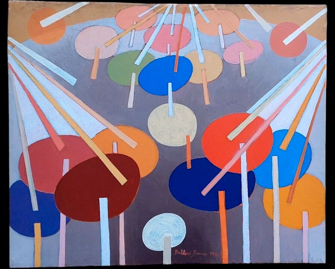 Franco Balleri 1974 Abstract Painting Oil On Canvas