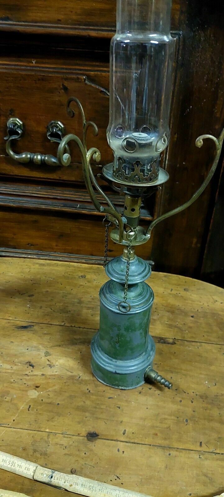 Antique Oil Lamp Metal And Glass 19th Century Original Lamp photo Lighting