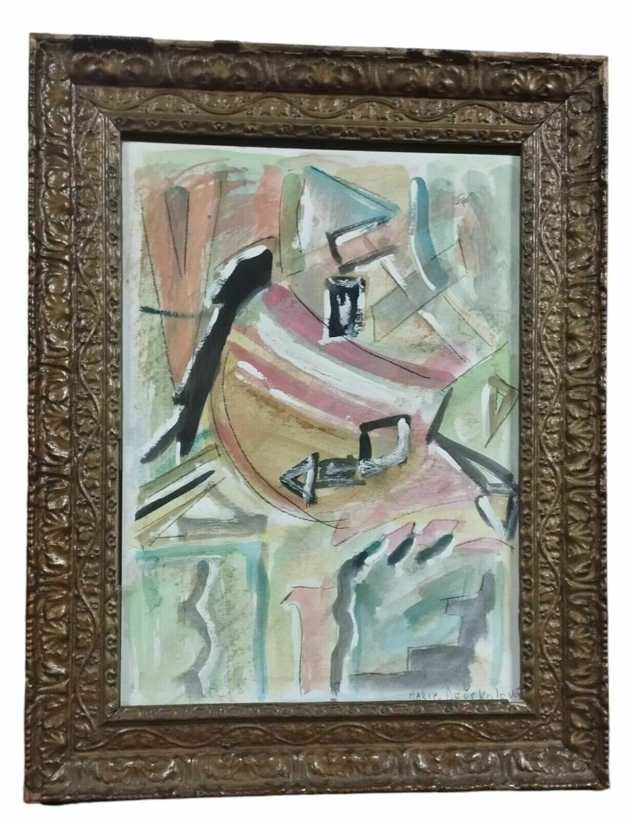 Abstract Mixed Media Painting On Paper Marie Docekalova Syslova