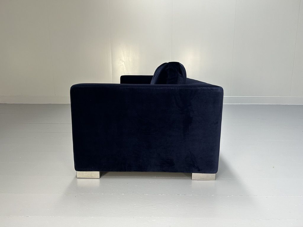 Ligne Roset “Rive Gauche” 3 Seat Sofa & Ottoman – In Midnight Blue Velvet photo vinterior