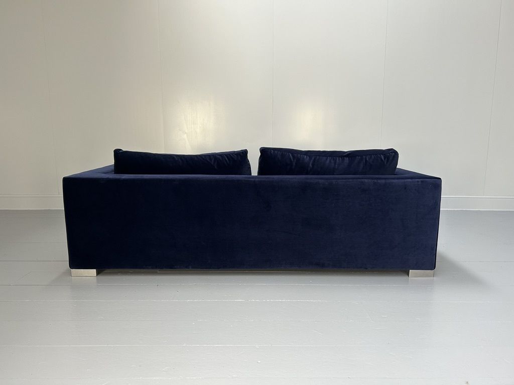 Ligne Roset “Rive Gauche” 3 Seat Sofa & Ottoman – In Midnight Blue Velvet photo buy
