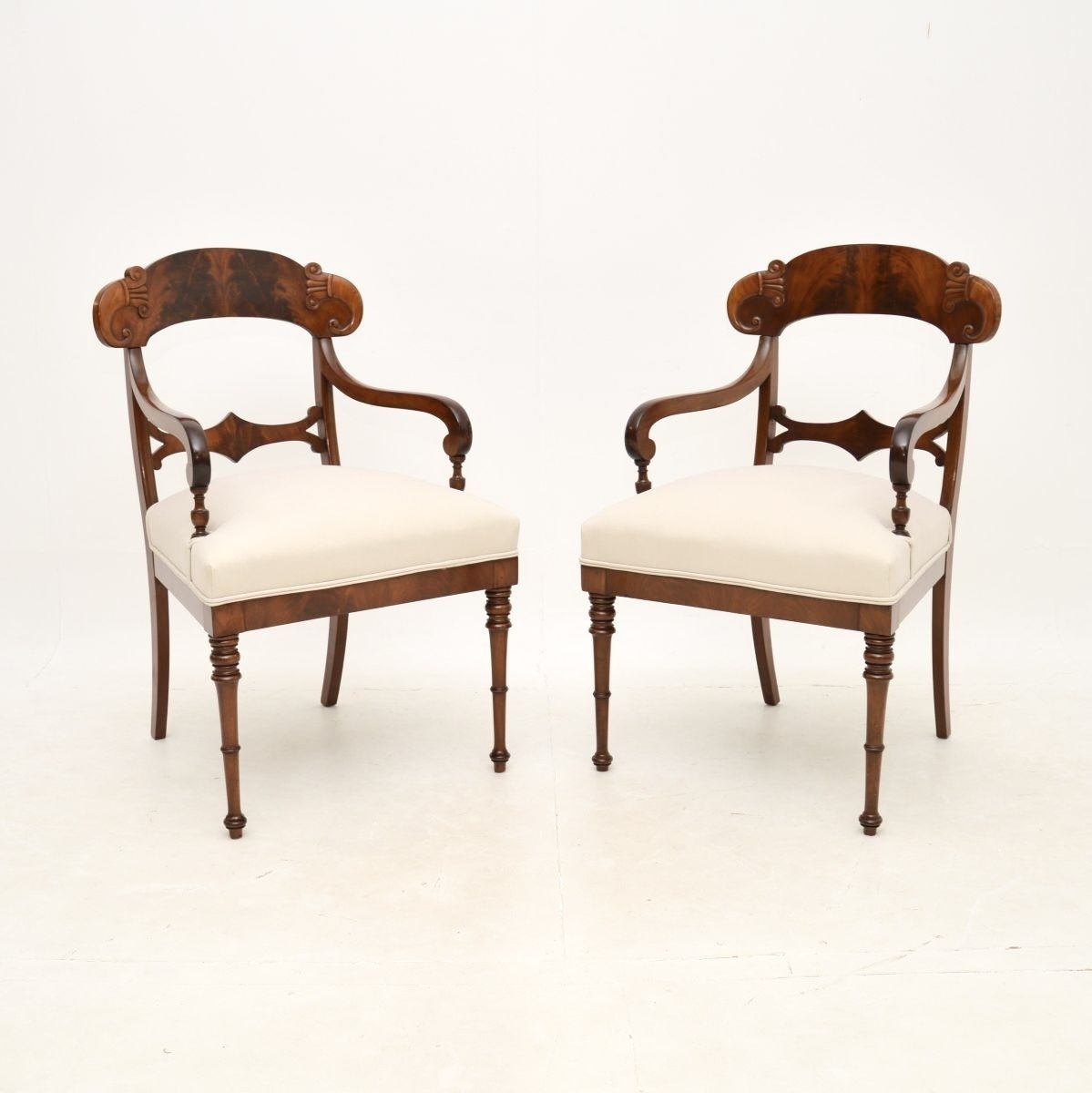 Pair Of Antique Swedish Mahogany Armchairs