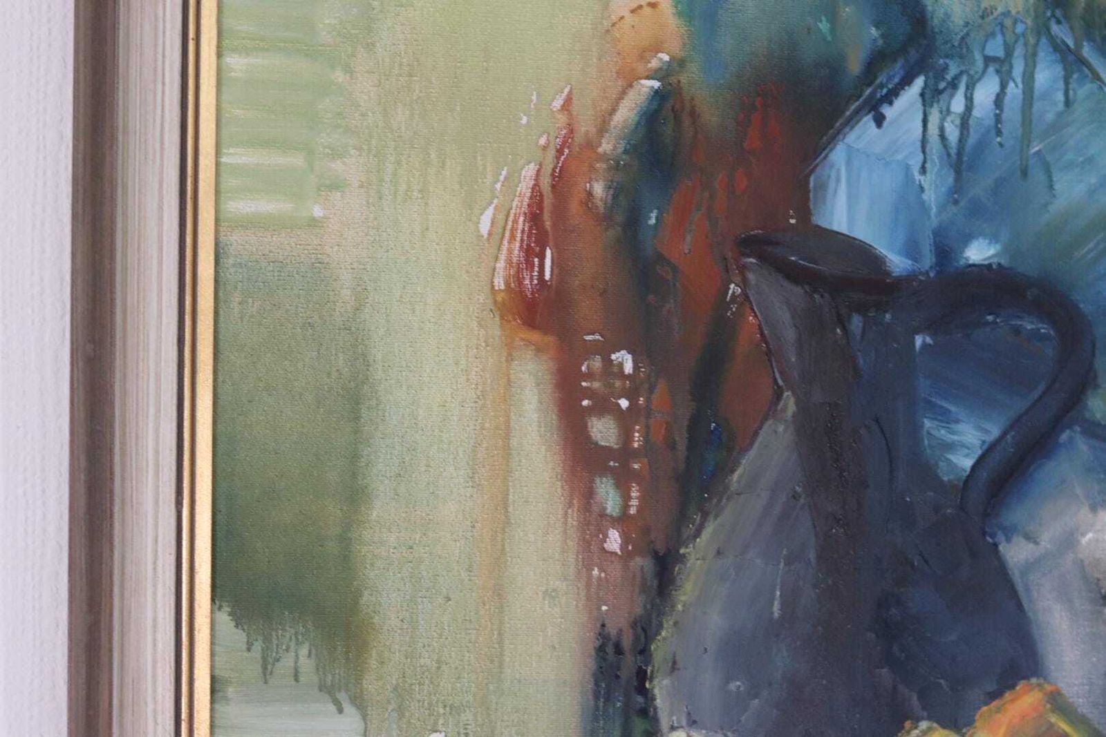 Original Swedish Oil On Canvas – “Vibrant Still Life” – Framed  74 × 54 Cm (29.1" × 21.3") photo vintage
