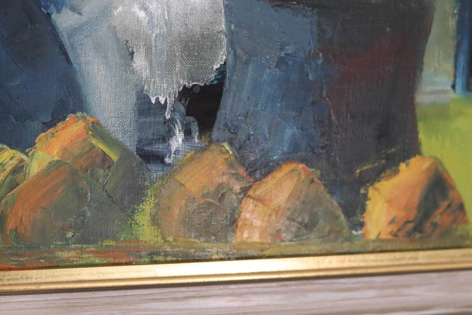 photo buy Original Swedish Oil On Canvas – “Vibrant Still Life” – Framed  74 × 54 Cm (29.1" × 21.3")
