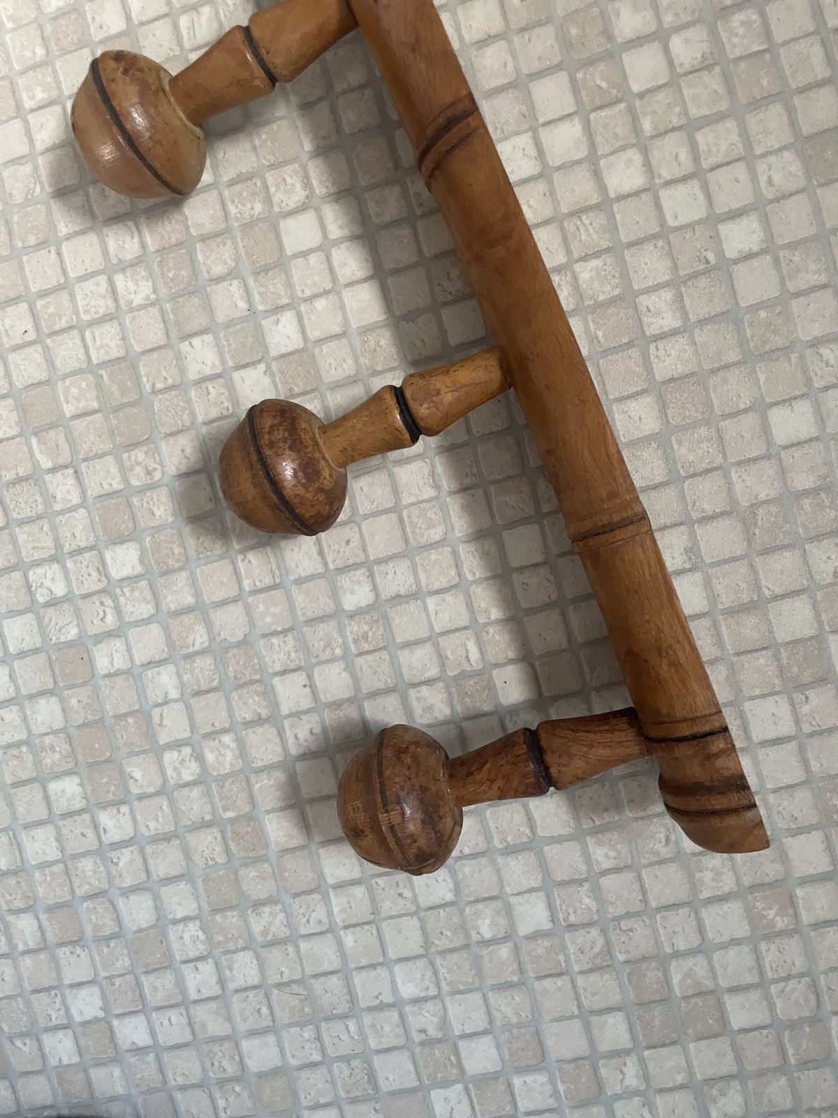 Vintage French Fruit Wood Faux Bamboo  Coat Hat Rack photo 125.0