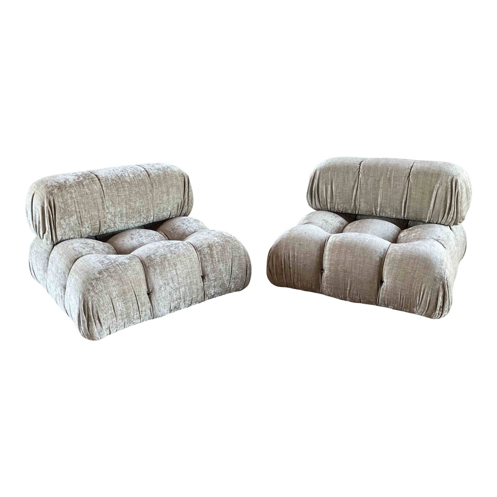 Mario Bellini Camaleonda Sofa For B&B Italia In Off White Velvet, 1970s, Set Of Two Modules photo for sale