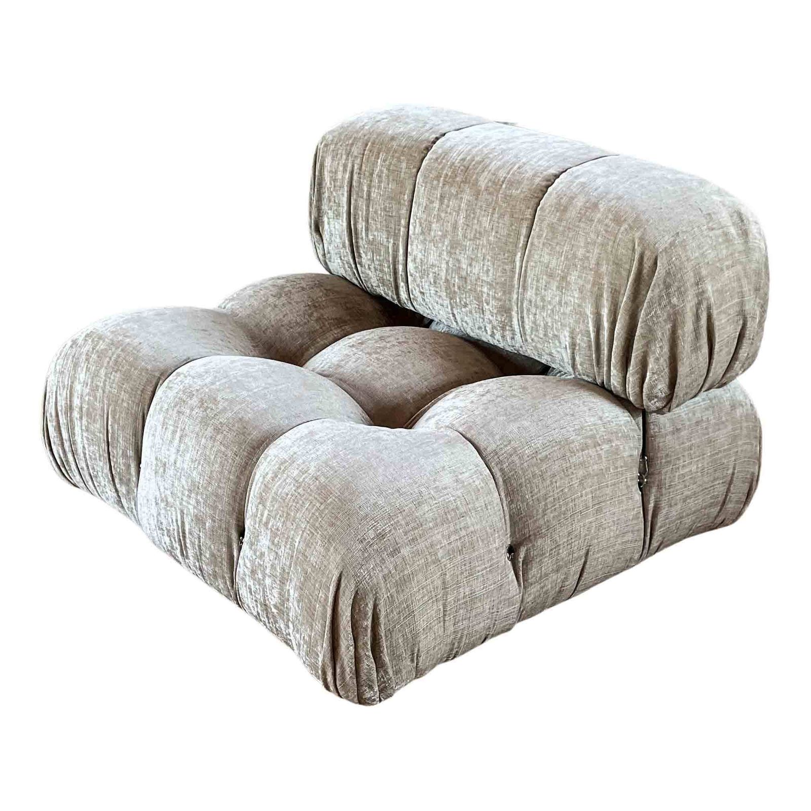 Mario Bellini Camaleonda Sofa For B&B Italia In Off White Velvet, 1970s, Set Of Two Modules photo vintage