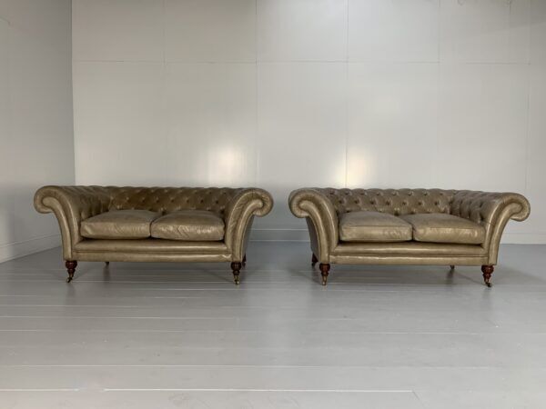 Pair Of Beaumont & Fletcher “Grenville” 2 Seat Chesterfield Sofas – In “Siena” G