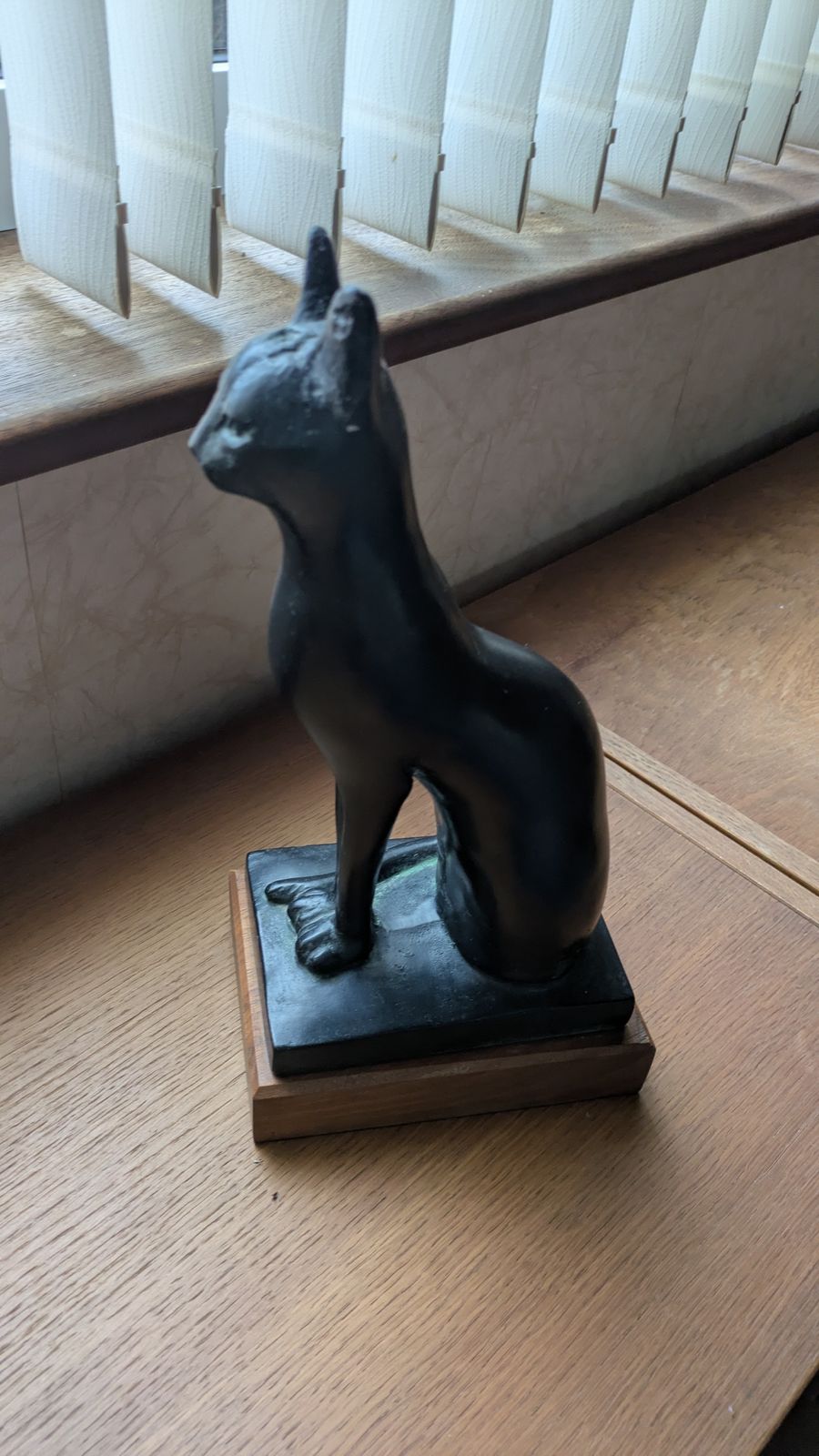 Egyptian Cat Durastone On Wooden Plinth photo furniture