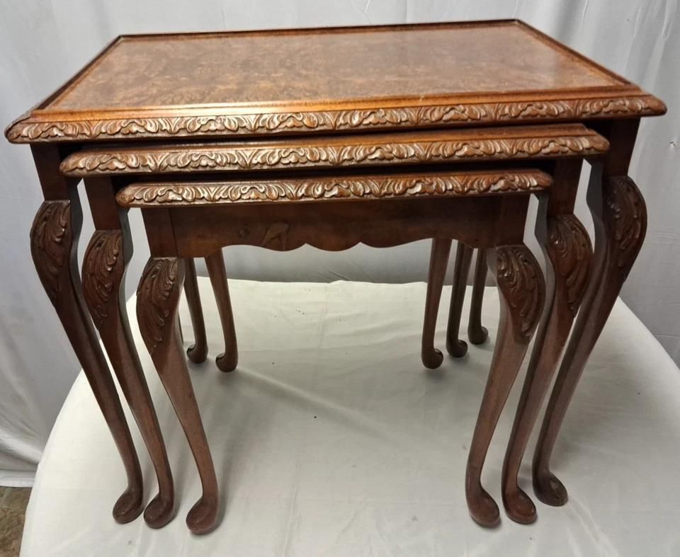 Antique Walnut Burr Nest Of Tables photo Furniture
