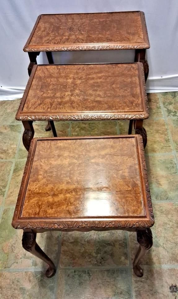 Antique Walnut Burr Nest Of Tables photo 165.0