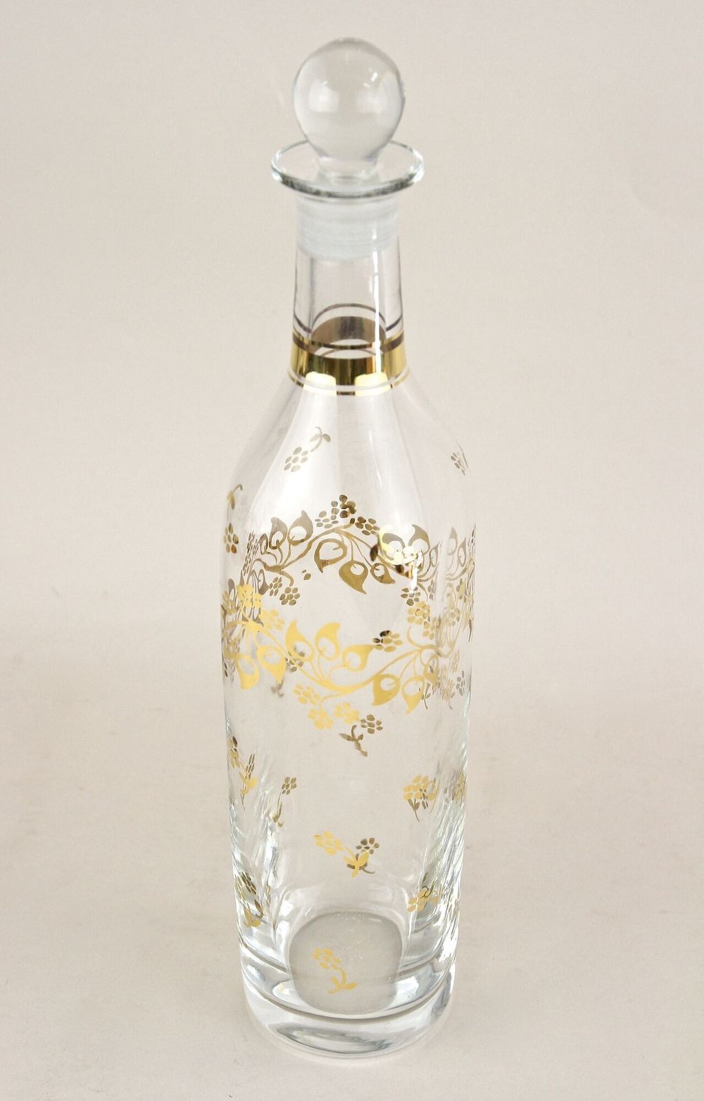 20th Century Glass Decanter/ Bottle With Golden Floral Patterns, At Ca. 1920 photo 375.0