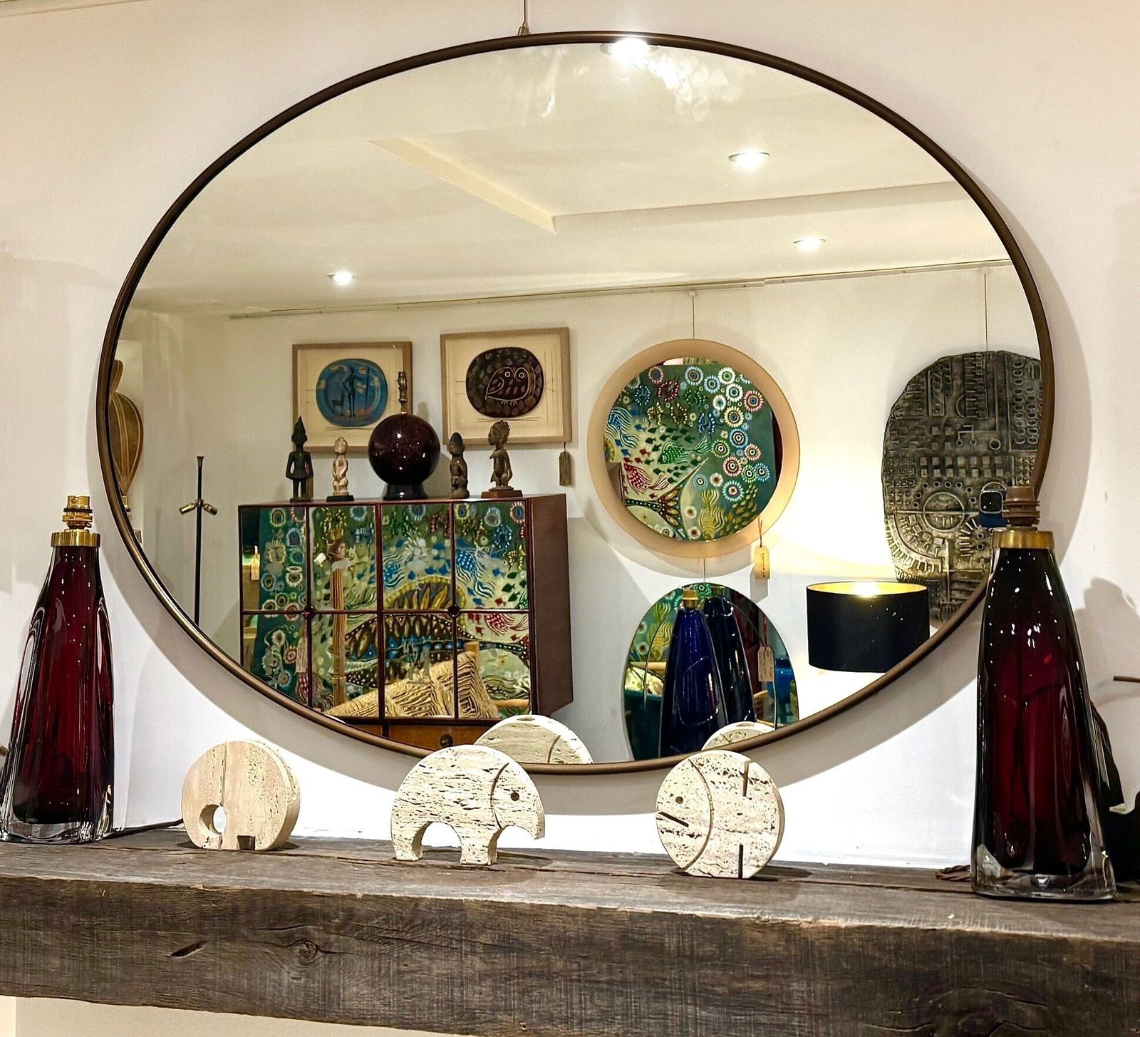 photo furniture A Large Orignal Italian 1960s Oval Brass Framed Mirror