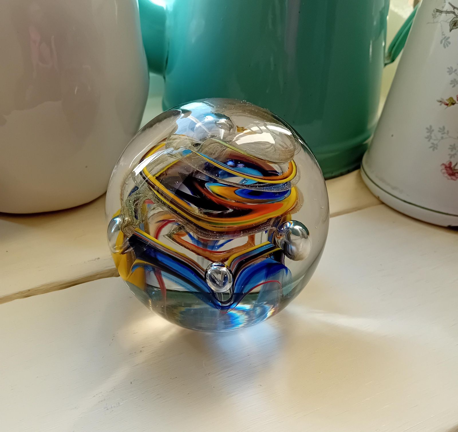 Paperweight Large End Of Day Glass Dump Hand Blown Crystal photo for sale