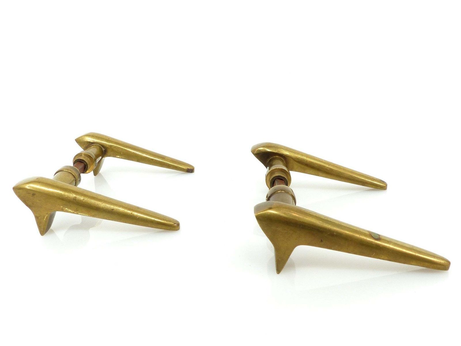 2 Pairs Of Modernist Solid Brass Door Handles 1950–1960