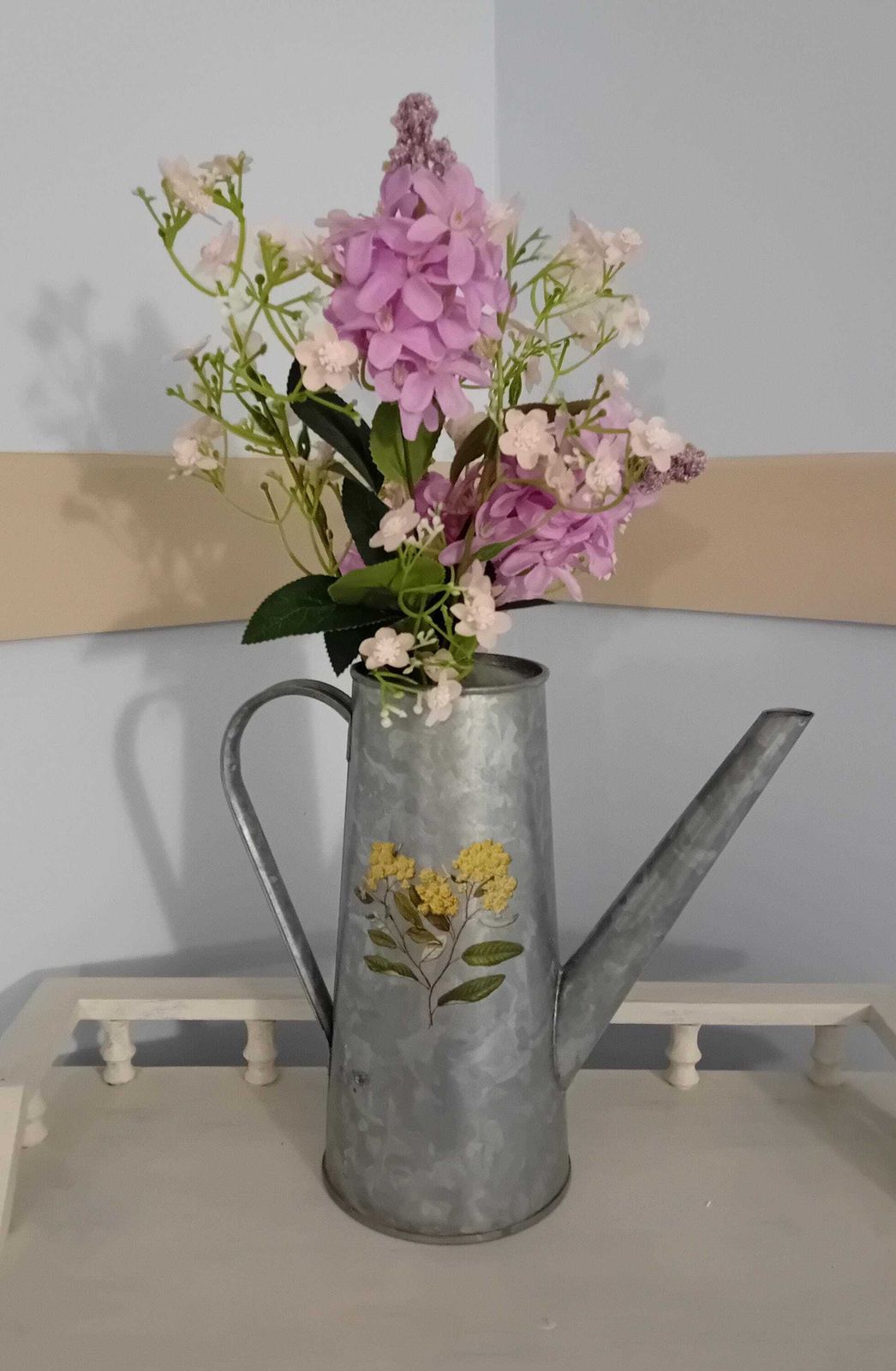 Zinc Indoor Watering Can Decorated With Floral Transfers photo furniture
