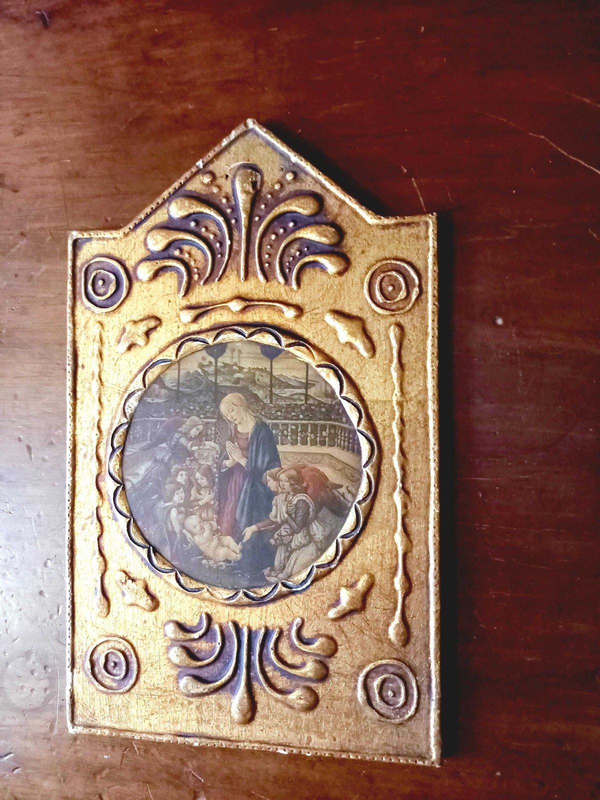 Religious Picture Renaissance Print Of Maddona And Child photo vintage