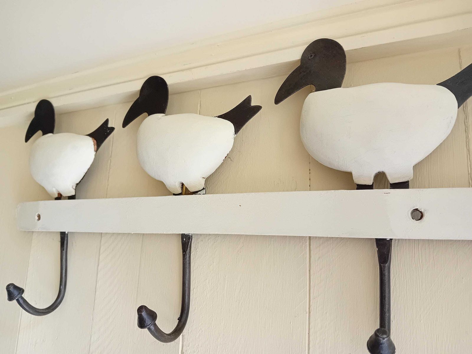Vintage Wooden Duck Coat Hooks: Rustic French Decor, Set Of 3 photo vinterior