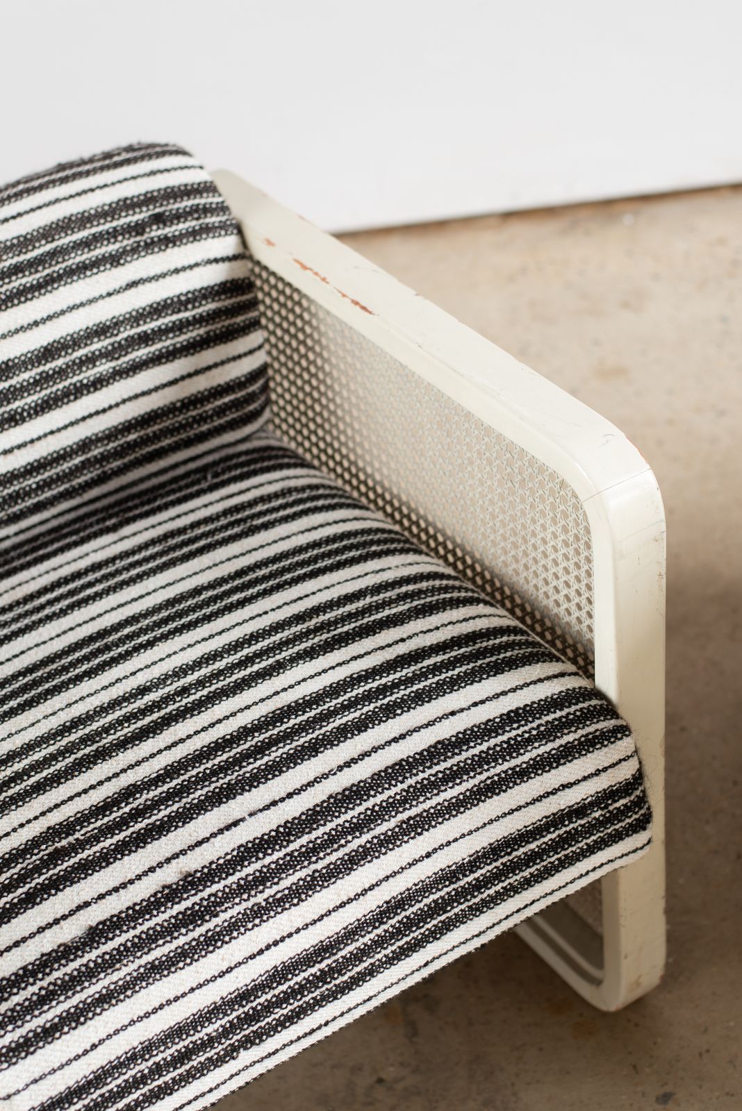 Pair Of 1970s Rattan Chairs In Antique Striped Hemp photo buy