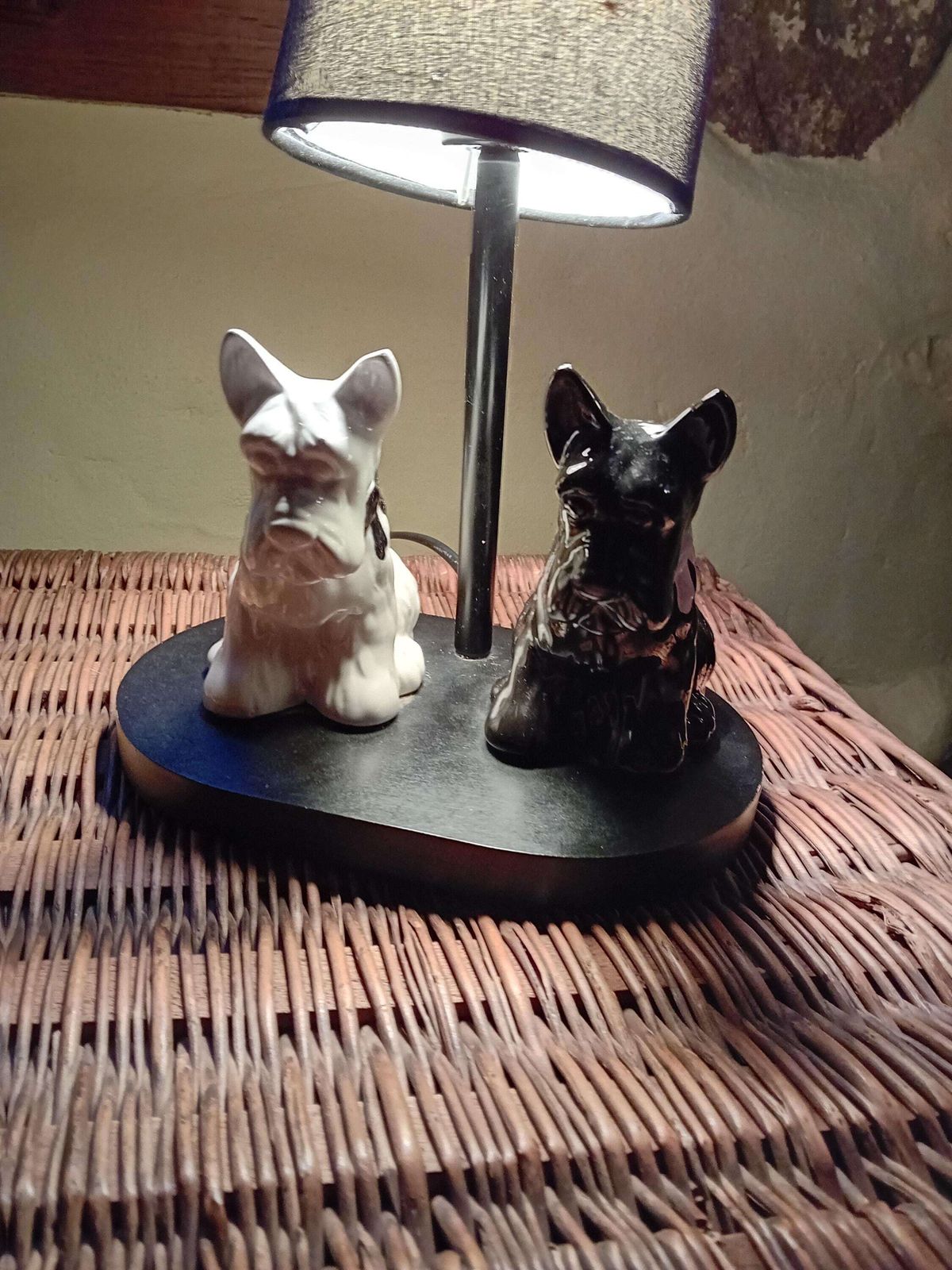 Table Lamp Electric Vintage Black And White Scotty Dog Lighting With Replacement Shade photo vinterior