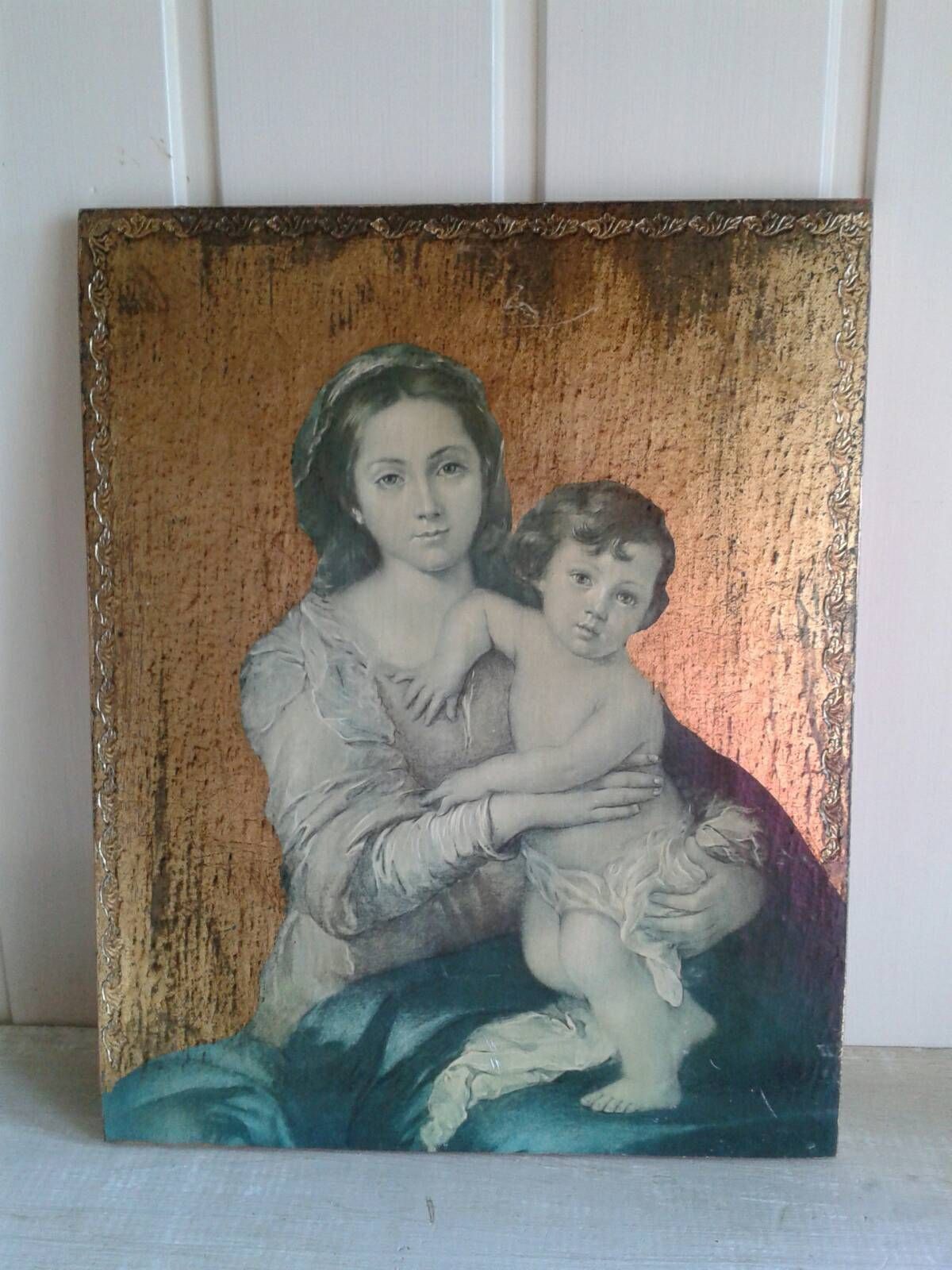 Vintage Madonna And Child Print: Religious Home Altar Decor photo Art