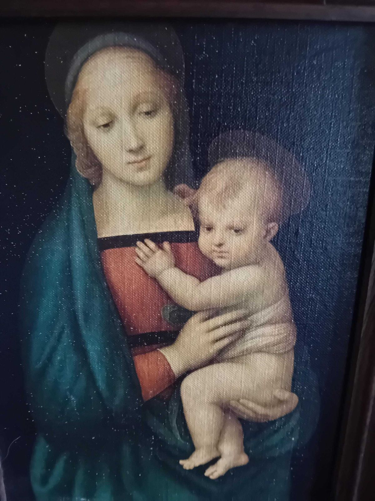 Vintage Madonna And Child Religious Prints In Wooden Frames (Set Of 2) photo for sale