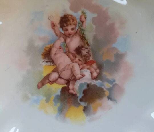 Antique French Cherub Plates Paris Porcelaine Set Of Two photo furniture